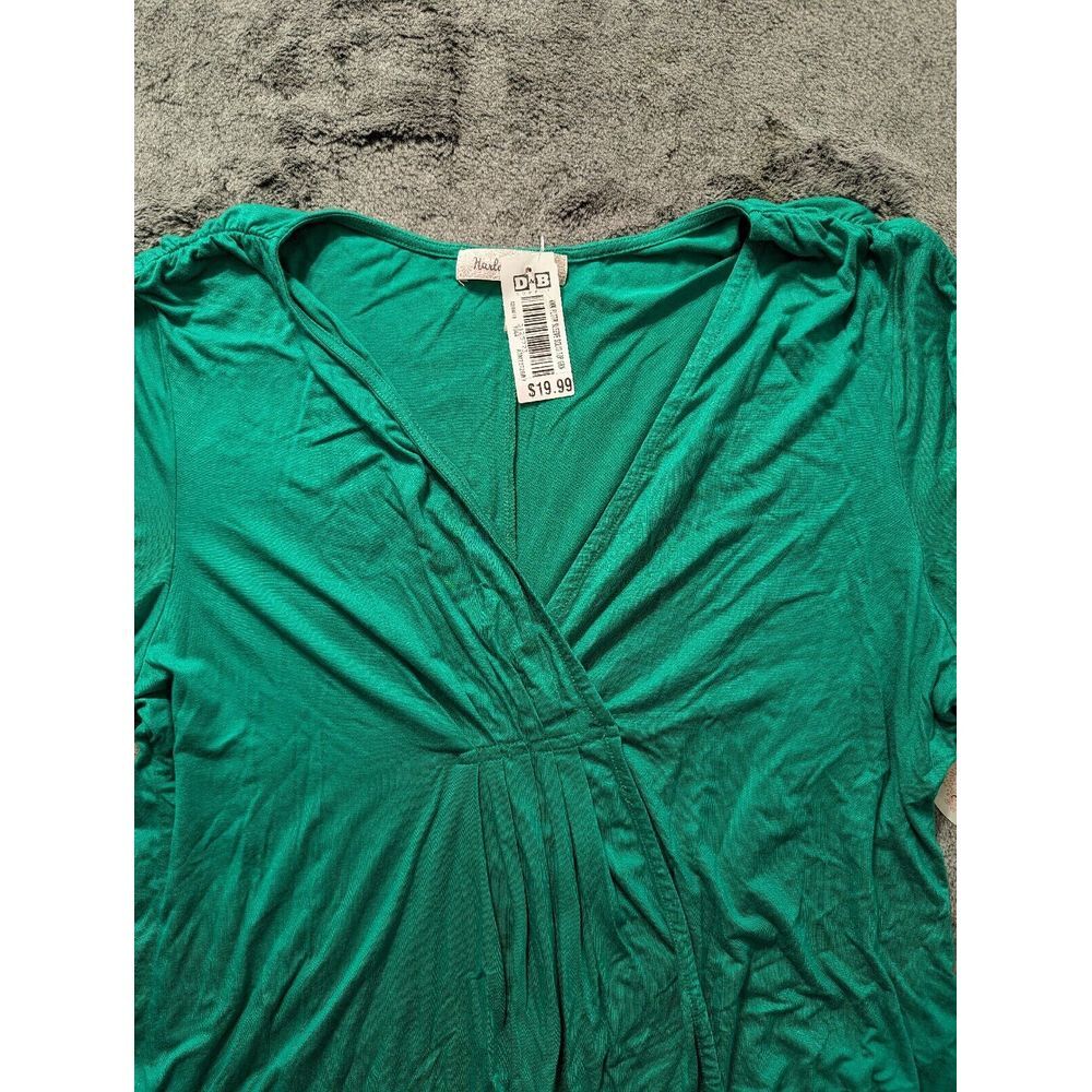Harlow & Rose Short Sleeve V Neck Shirt Women's Size XL Green - Picture 2 of 9